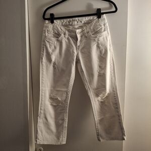 Express Jeans Zelda Crop White Distressed Women Jeans